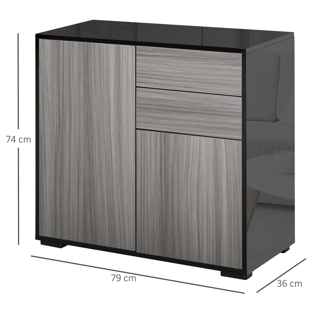 Modern Stylish Freestanding Push-Open Design Cabinet with 2 Drawer