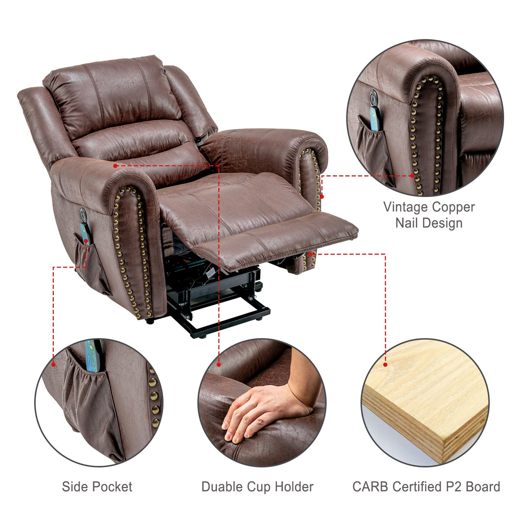 Large Power Lift Recliner Chair with Heating Massage Points