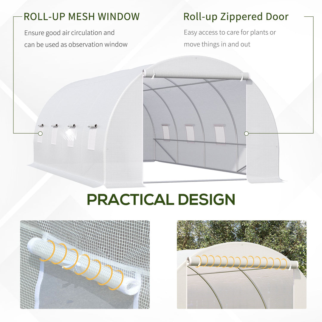 6 x 3 x 2 m Large Walk-In Greenhouse Garden Polytunnel Greenhouse with Metal Frame