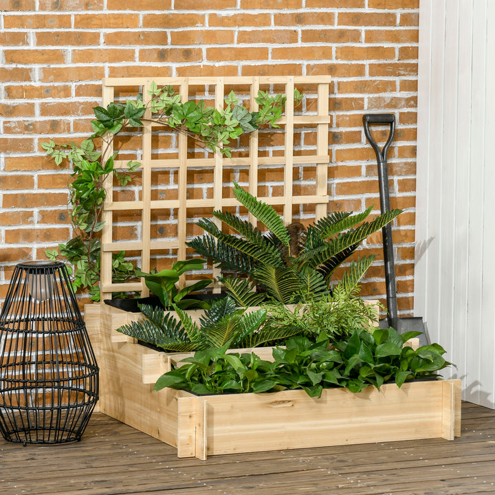 3 Tier Garden Planters with Trellis for Vine Climbing