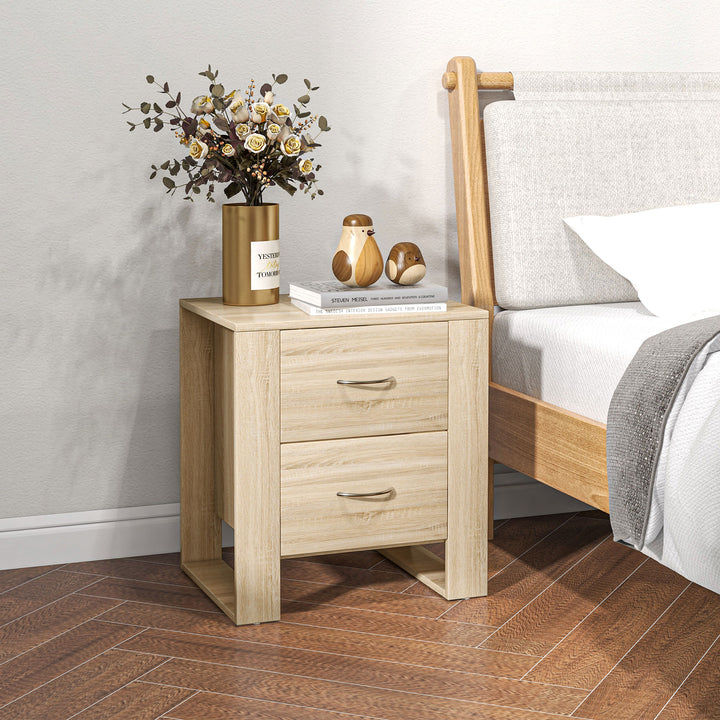 HOMCOM Bedside Table with 2 Drawers