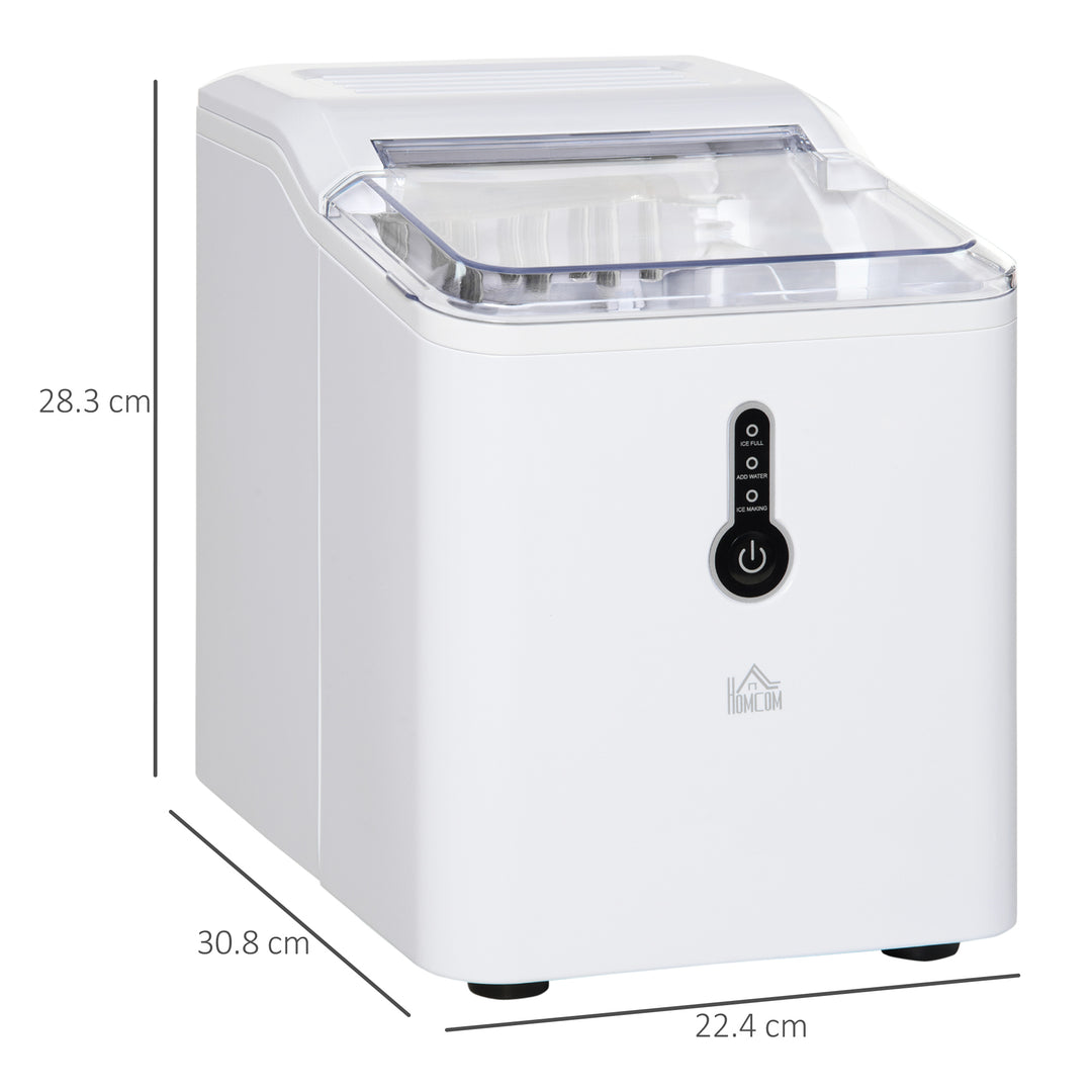 12kg Ice Maker Machine Counter Top Cube Home Drink Equipment 1.5L Self Clean Function w/ Basket Freestanding Kitchen Office Dining-White