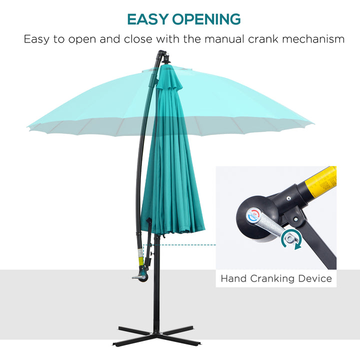 Waterproof 3(m) Cantilever Shanghai Parasol Garden Hanging Banana Sun Umbrella w/ Crank Handle