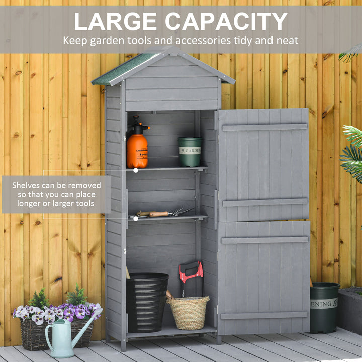 Wooden Garden Storage Shed Timber Tool Cabinet Organiser w/ Tilted-felt Roof