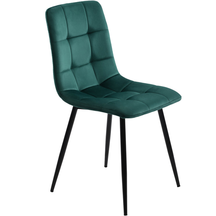 Set of 4 Velvet Dining Chairs with Metal Frame, Green