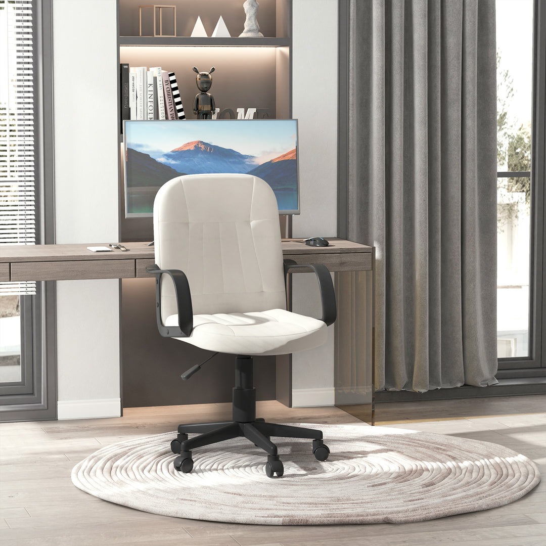 HOMCOM Swivel Executive Office Chair Home Office Mid Back PU Leather Computer Desk Chair for Adults with Arm