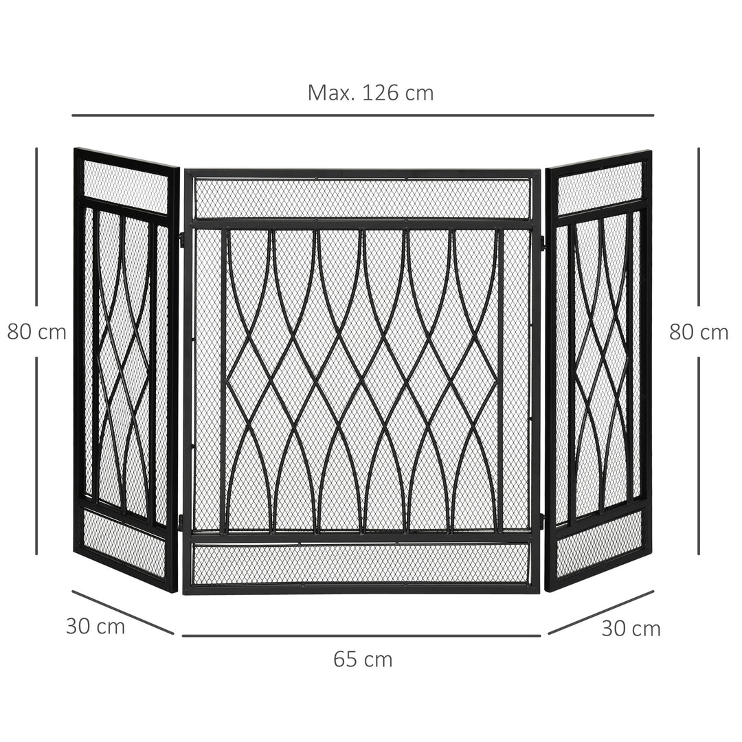 3-Panel Folding Fireplace Screen