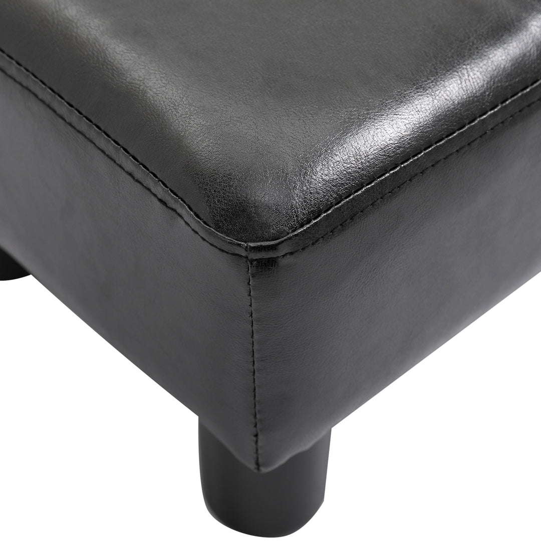 PU Leather Footstool Foot Rest Small Seat Foot Rest Chair Black Home Office with Legs 40 x 30 x 24cm