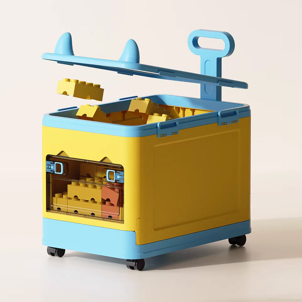 Stackable Folding Children Toy Organizer Cart Multifunctional Storage Box with Wheels