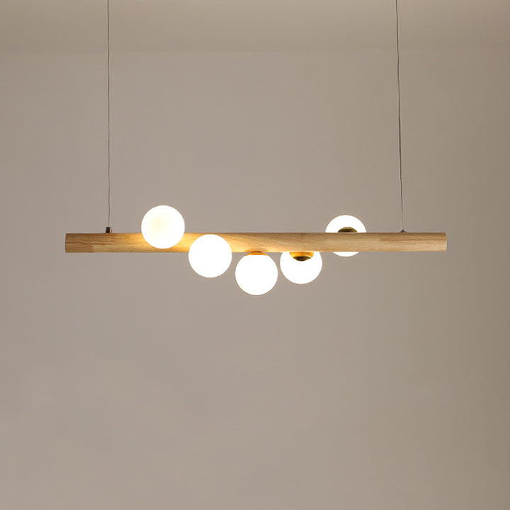 Linearc Modern Linear Pendant Light Glass Globe 5-Light Kitchen Island Light