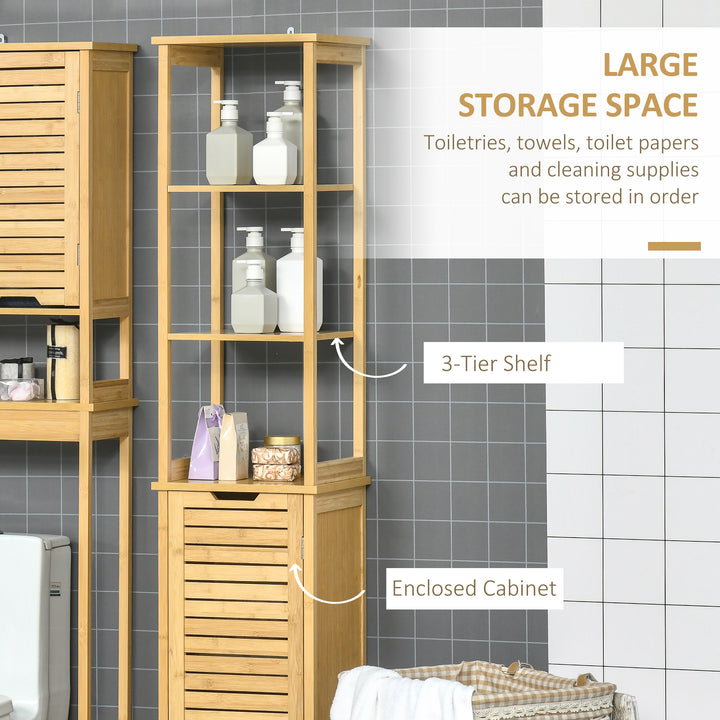 kleankin Bathroom Floor Cabinet with 3 Shelves and Cupboard