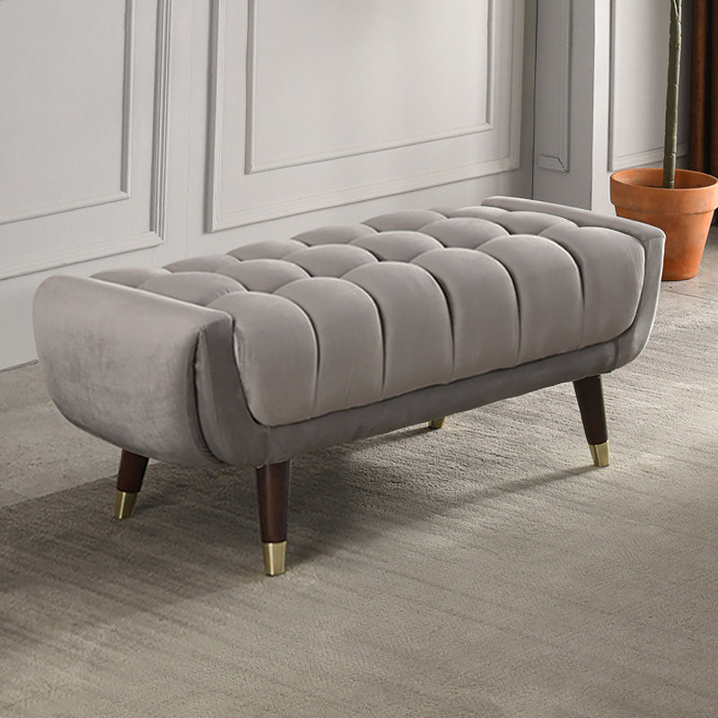 Enoak Modern Hallway Bench Grey Velvet Upholstered Ottoman Bench for End of Bed