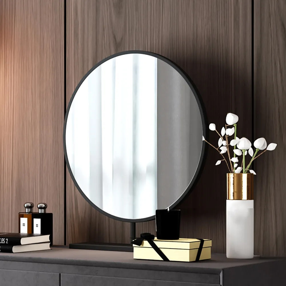 Modern Grey Makeup Vanity Set with Velvet Surface Dressing & Mirror & Stool in Small