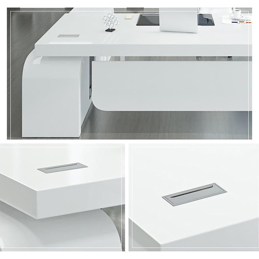 Chicent White L-shaped Modern Executive Desk with Ample Storage Right Hand Office Furniture (1600mm)