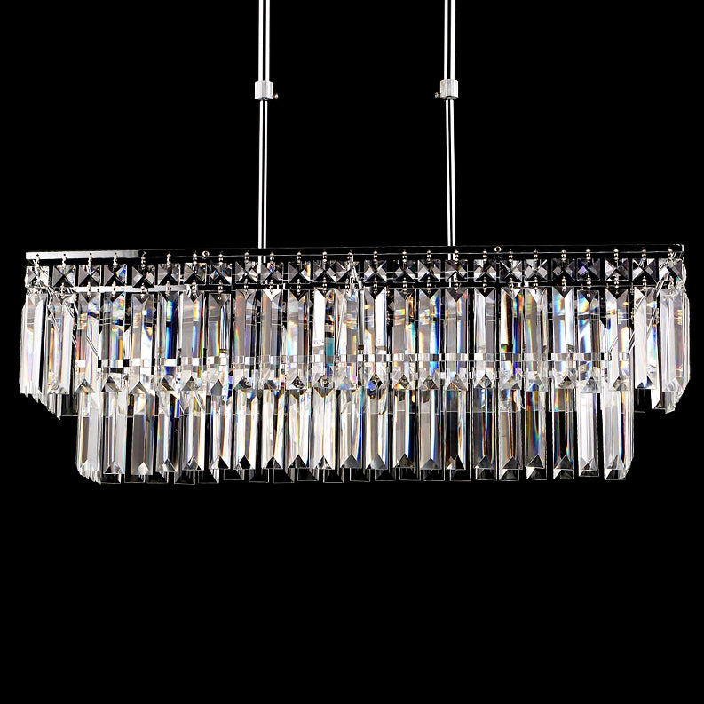 Luxury Radiant Prismatic Clear Crystal 3-Light Pendant Light in Chrome