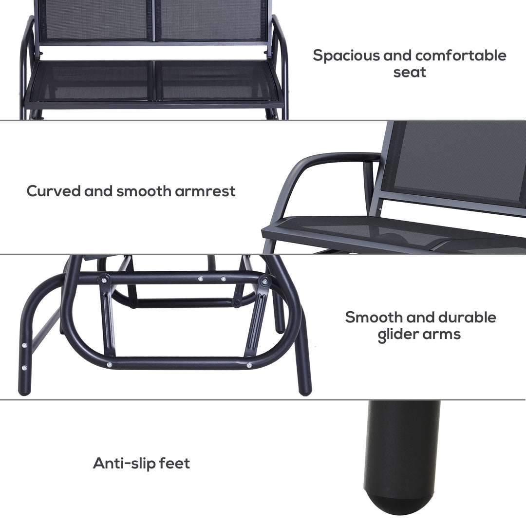 2-Person Outdoor Glider Bench Patio Double Swing Gliding Chair Loveseat w/Power Coated Steel Frame for Garden Porch