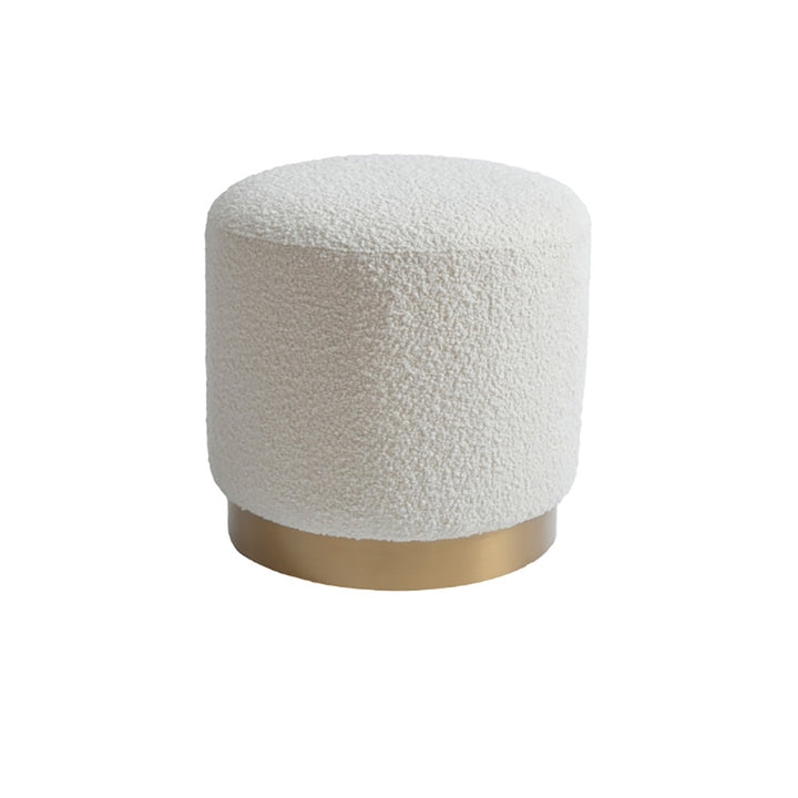 Modern White Round Lamb Wool Vanity Stool Makeup Stool