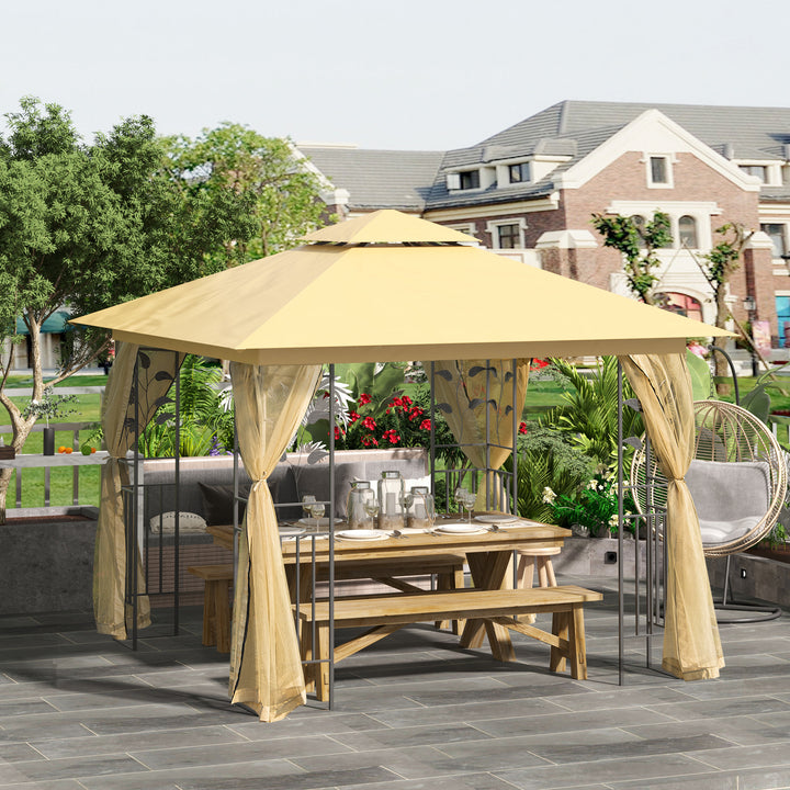 3x3 m Double Top Gazebo-Beige