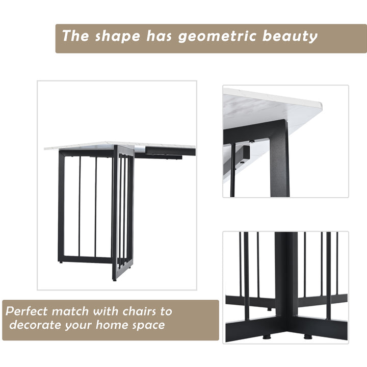 Modern Rectangular Extendable Dining Table with V-shaped Support Legs