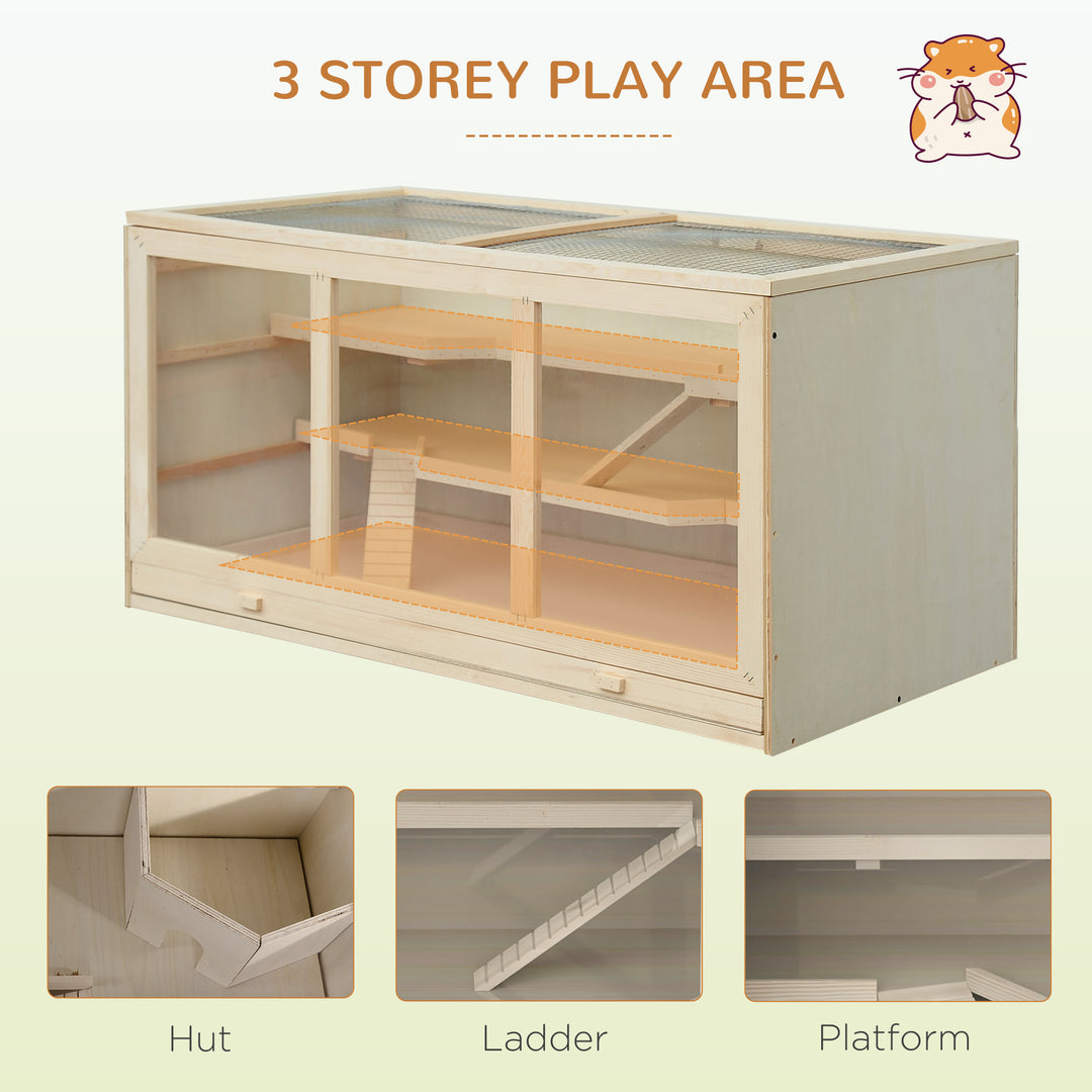 Wooden Hamster Cage Mouse Rats Mice Rodent Small Animals Hutch Exercise Play House Pen 115L x 60W x 58H(cm)