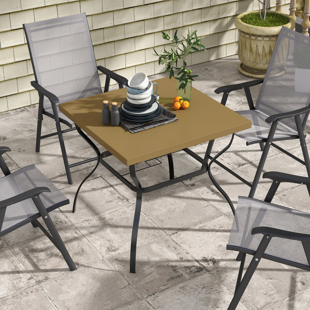 Dia. 80cm Square Garden Dining Table with Umbrella Hole