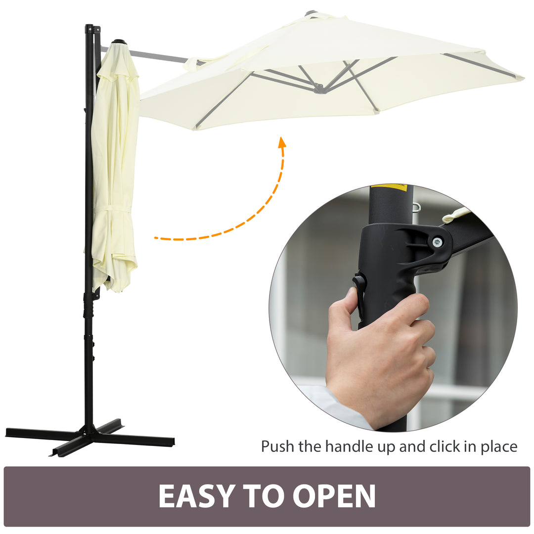 Waterproof Cantilever Garden Parasol with 360° Rotation