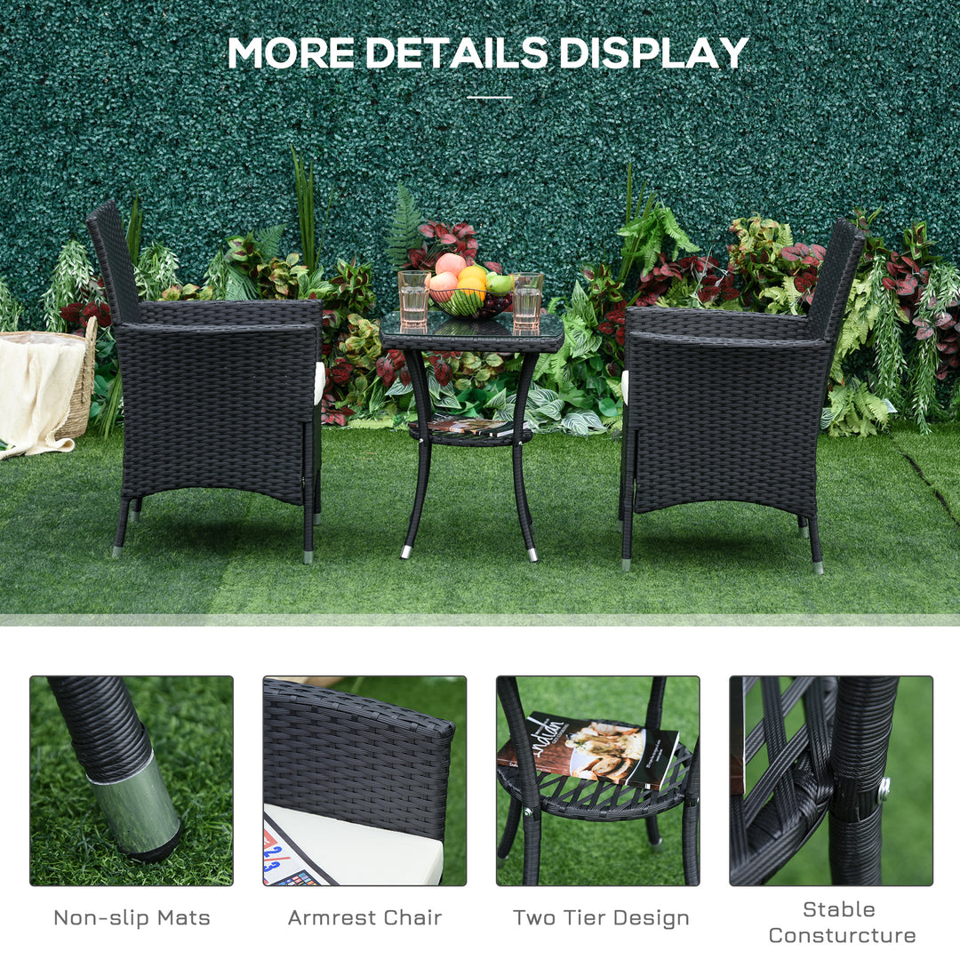 Waterproof Rattan Bistro Set: 3 Piece Garden Furniture with Weave Chairs & Table