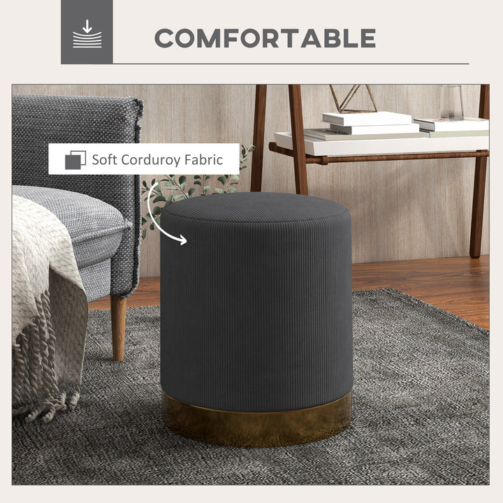 Soft Padded Corduroy Footstool - Charcoal Grey