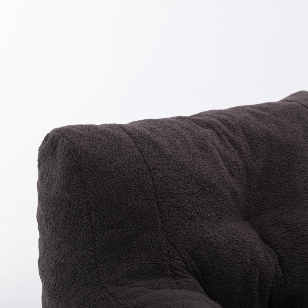 Soft Swivel Foam Bean Bag Armchair with Teddy Fabric and Ergonomic Backrest