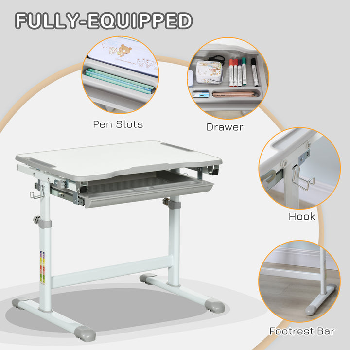 Kids Desk and Chair Set Height Adjustable Student Writing Desk Children School Study Table with Tiltable Desktop