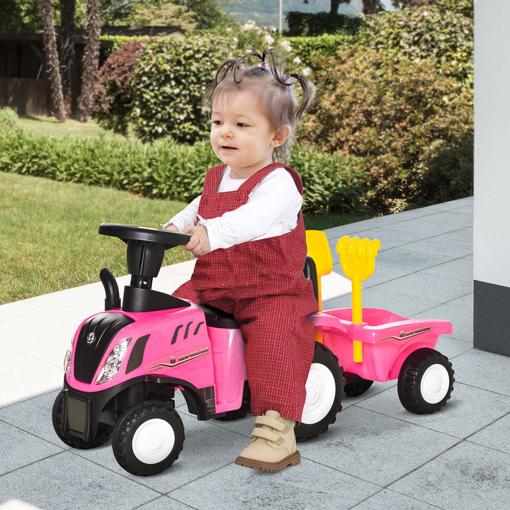 Ride On Tractor Toddler Walker Foot To Floor Slider w/ Horn Storage Steering Wheel for 1-3 Years Old Pink