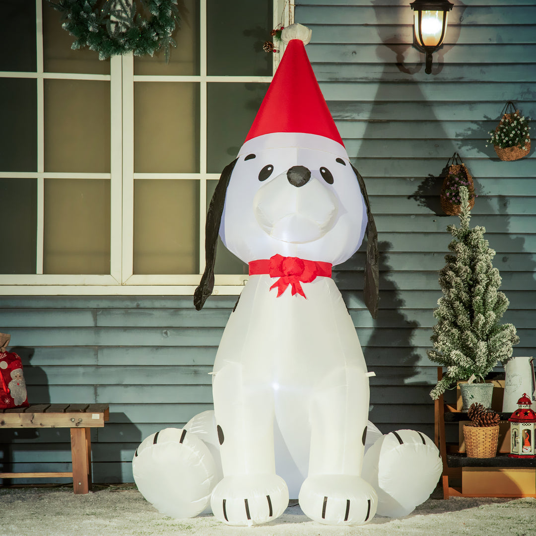 1.8m Inflatable Christmas Puppy Dog Wearing Santa Hat Lighted Outdoor Decoration Blow Up Decor for Holiday Indoor