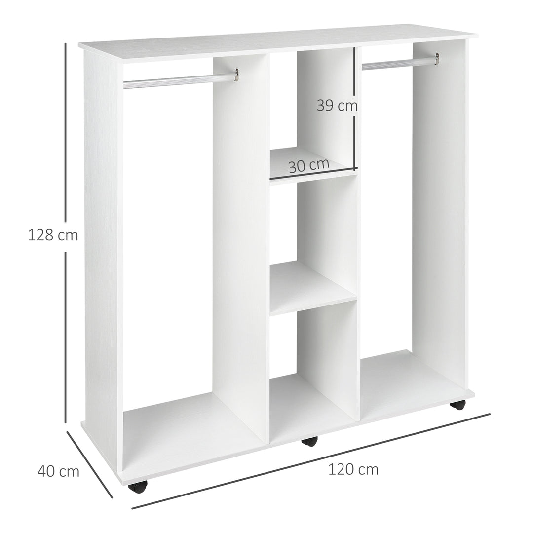 HOMCOM Double Mobile Open Wardrobe, White