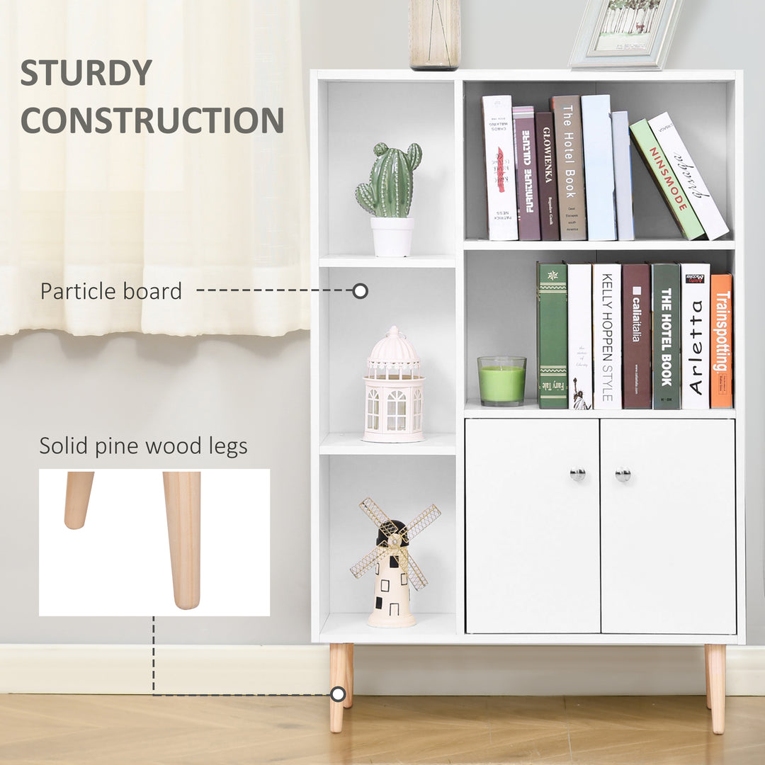 HOMCOM Open Bookcase with 2 Doors, White