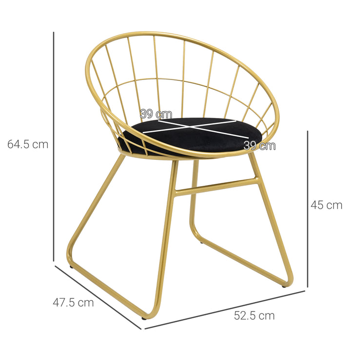 HOMCOM Set of 2 Metal Wire Chairs, Gold