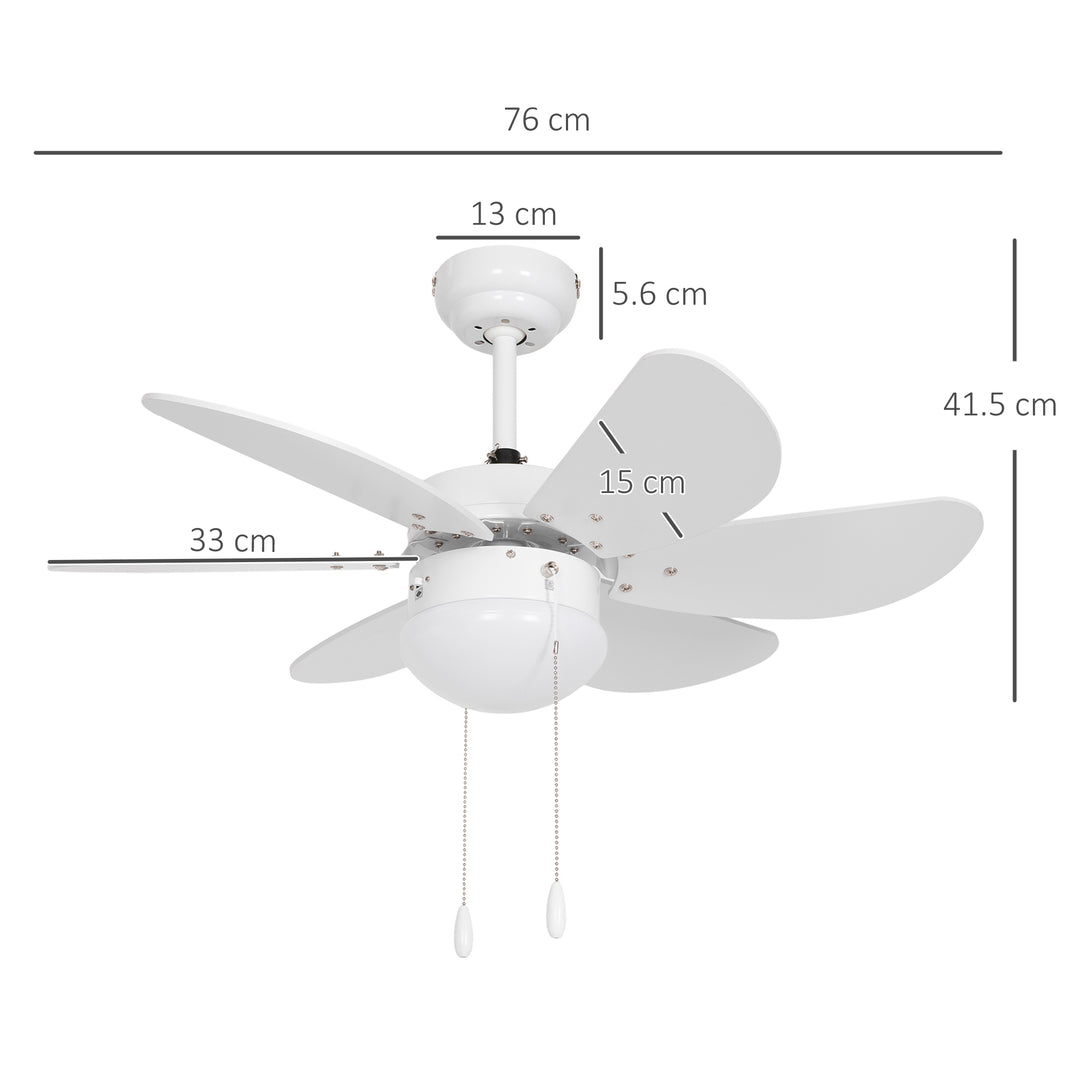 Ceiling Fan Lights with Reversible 6-Blade and Pull-Chain Operation