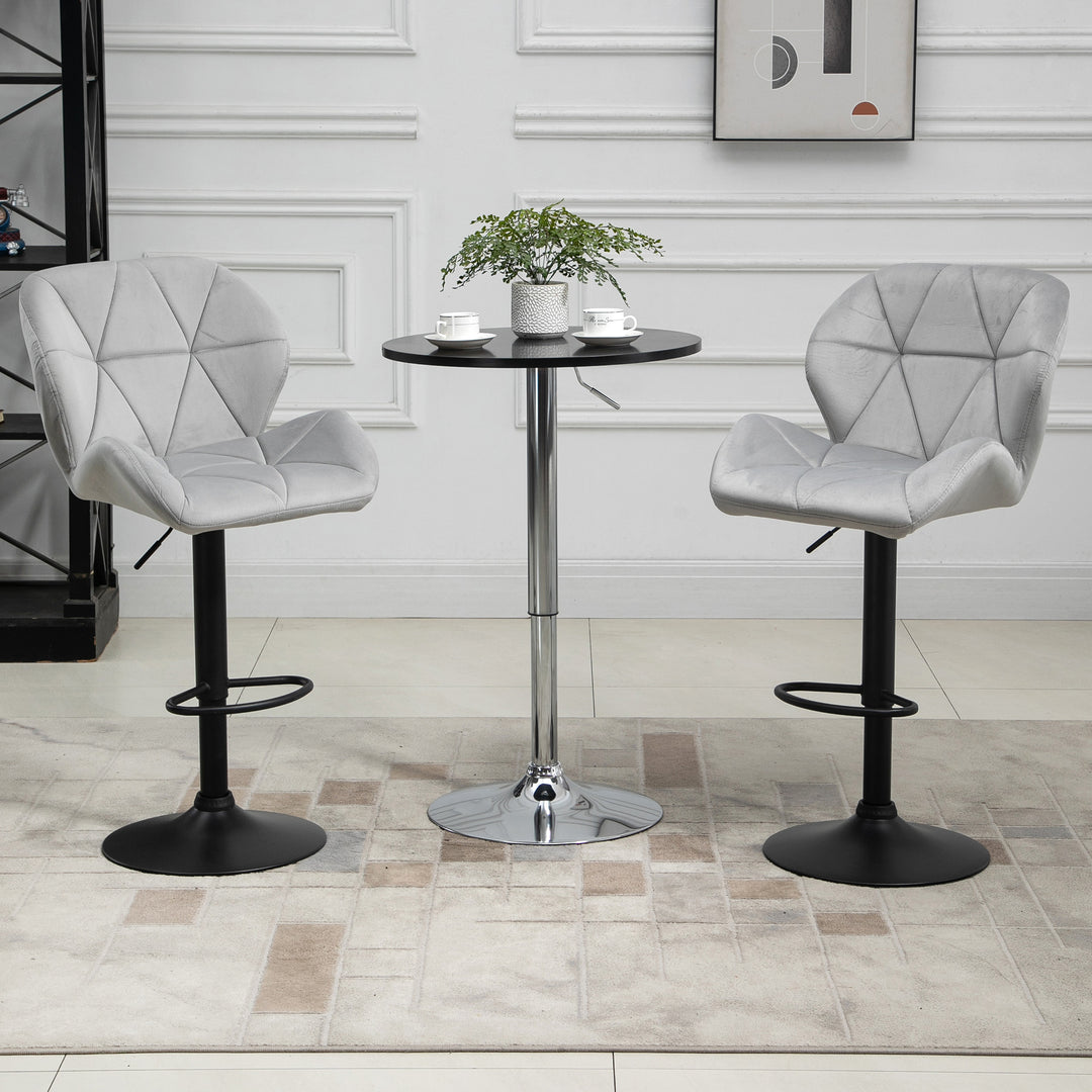 Bar Stool Set of 2 Fabric Adjustable Height Armless Upholstered Counter Chairs with Swivel Seat