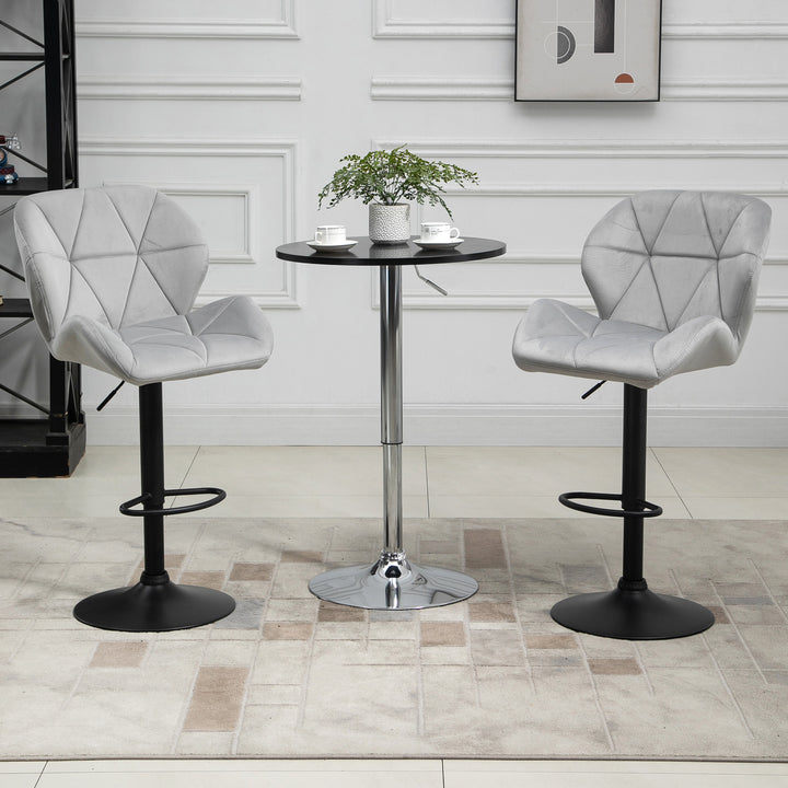 Bar Stool Set of 2 Fabric Adjustable Height Armless Upholstered Counter Chairs with Swivel Seat