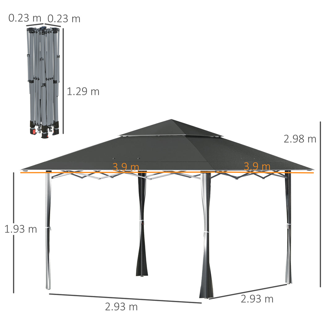 4 x 4m Pop-up Gazebo Double Roof Canopy Tent with Roller Bag & Adjustable Legs Outdoor Party