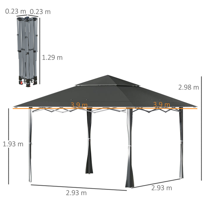 4 x 4m Pop-up Gazebo Double Roof Canopy Tent with Roller Bag & Adjustable Legs Outdoor Party