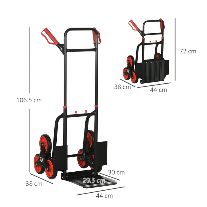 Steel Climbing Handling Trolley w/Hand Trucks 6-Wheels Load Cart 150kg