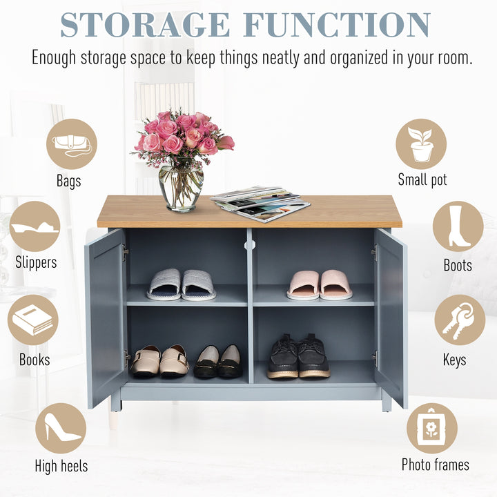 HOMCOM Hallway Shoe Storage: 2-Door Cabinet Organiser Bench with Shelf