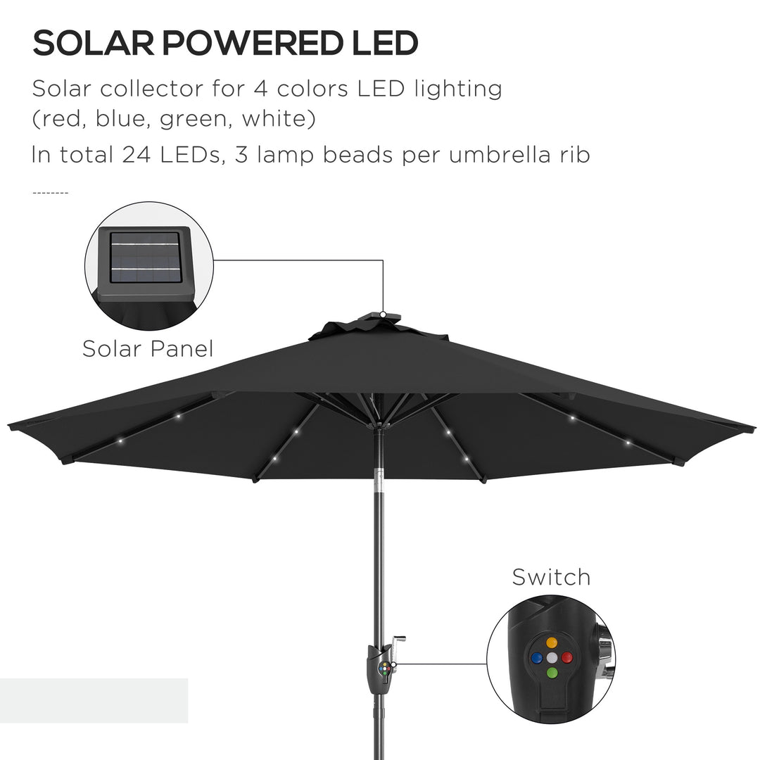 Waterproof Garden Parasol with Solar LED Lights