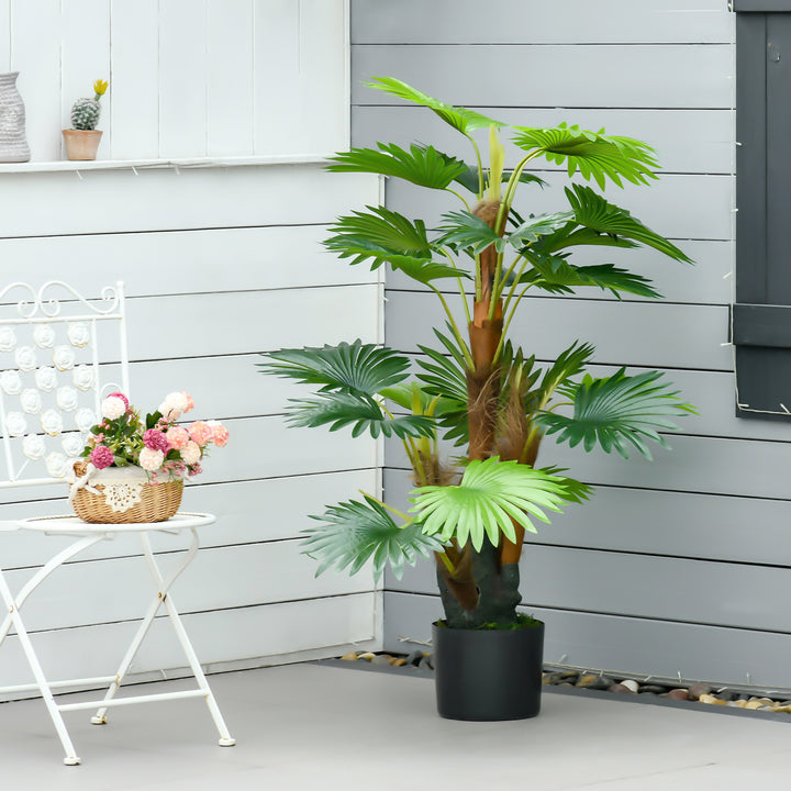 Artificial Palm Tree: 135cm Tropical Faux Plant in Nursery Pot for Indoor & Outdoor Decor