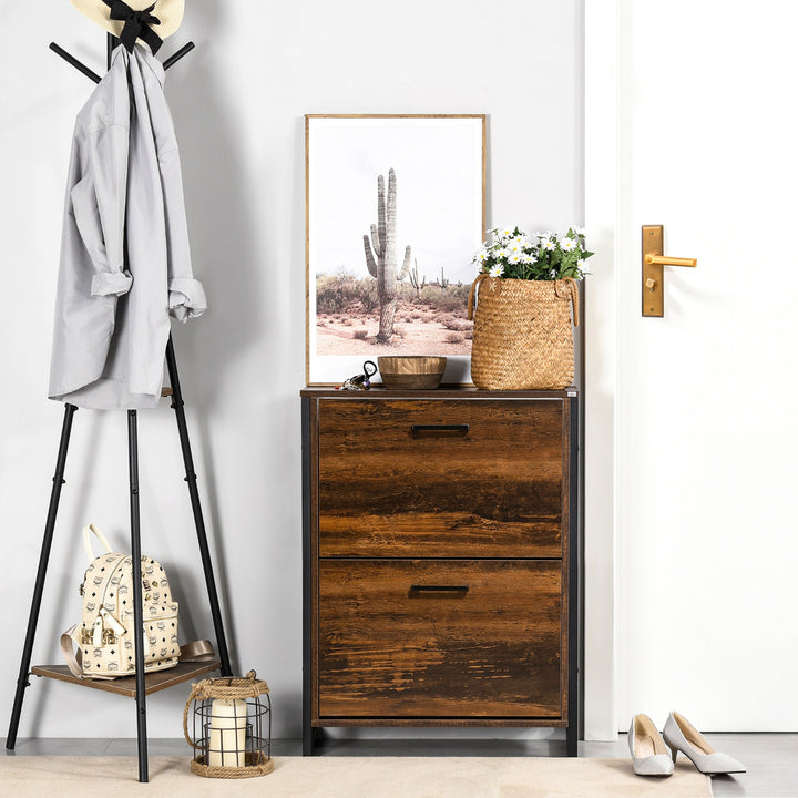 Industrial Shoe Cabinet with 2 Flip Drawers