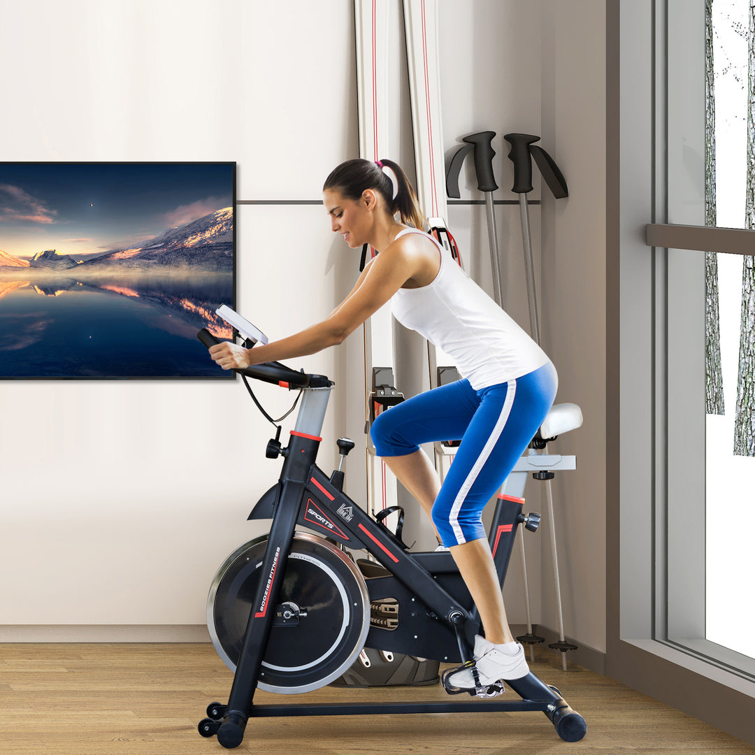 Belt-Driven Exercise Bike with LCD Display-Black