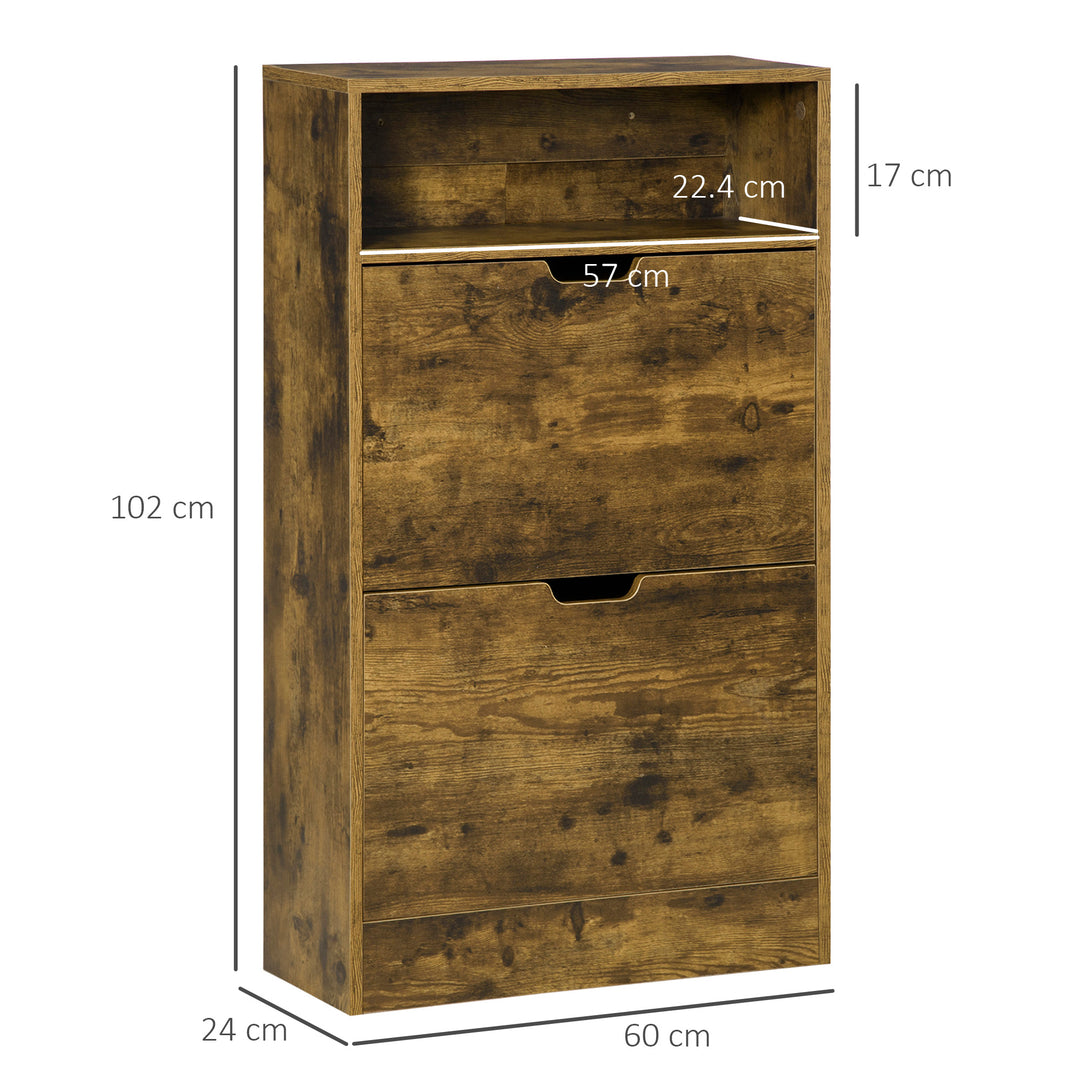 Slim Shoe Cabinet with 2 Flip Doors