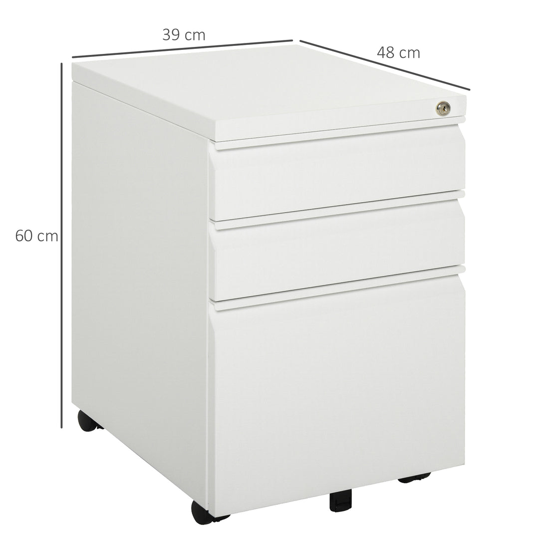 Vinsetto Wooden Cabinet Lockable File Cabinet Mobile Cabinet with 3 Drawers