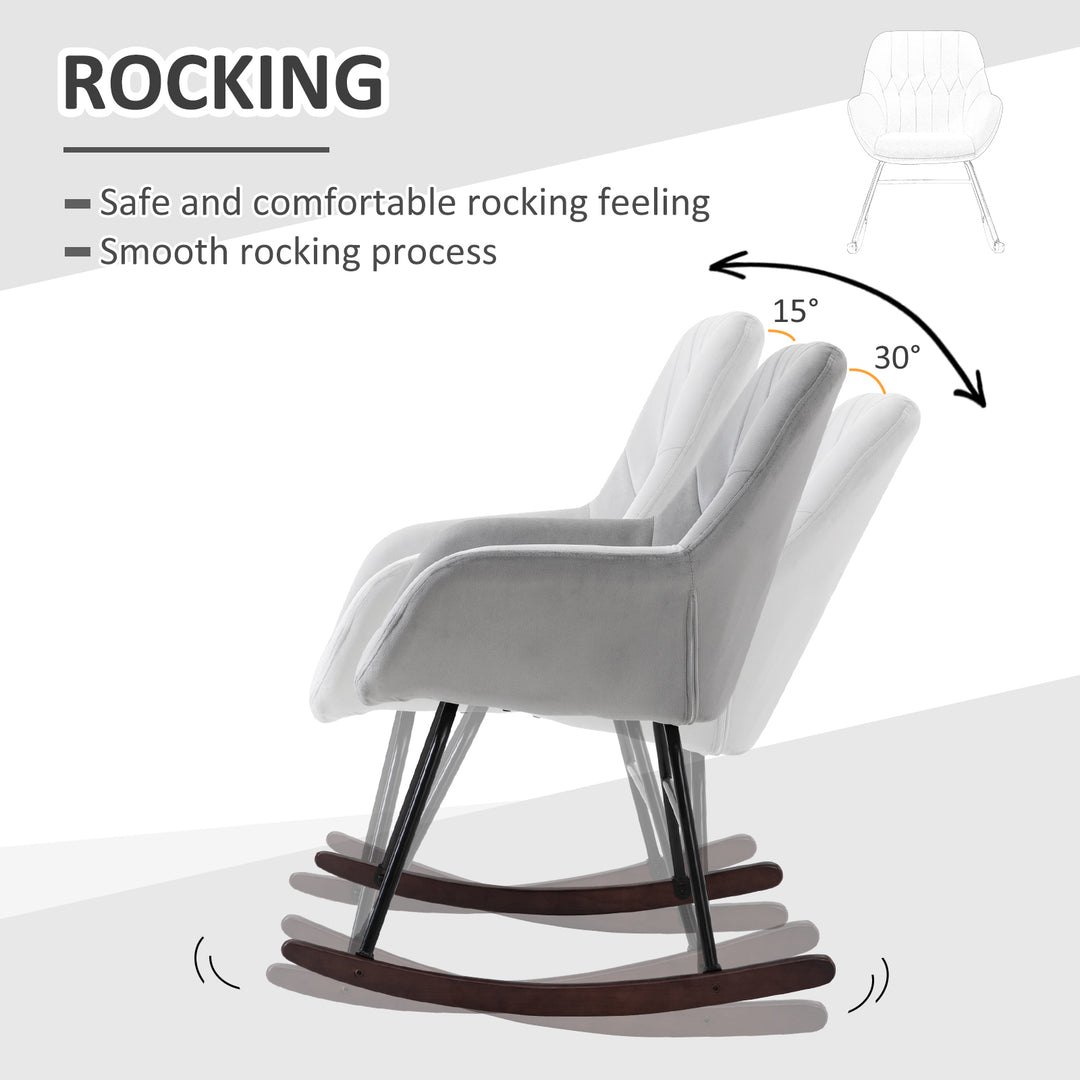 Rocking Chair Reading Accent Armchair with Steel Frame Sponge Padded for Living Room