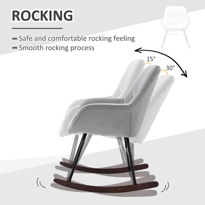 Rocking Chair Reading Accent Armchair with Steel Frame Sponge Padded for Living Room